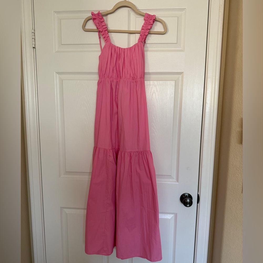 Abercrombie & Fitch Hot Pink Ruffled Strap Maxi Dress